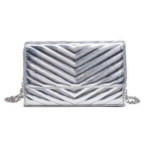 Urban Expressions Tamara Quilted Crossbody-Metallic Silver-NWT - # 25982